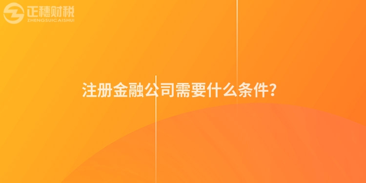 注冊金融公司需要什么條件？
