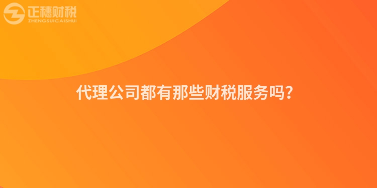 代理公司都有那些財稅服務嗎？