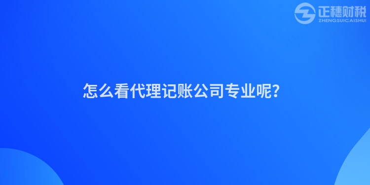 怎么看代理記賬公司專業(yè)呢？