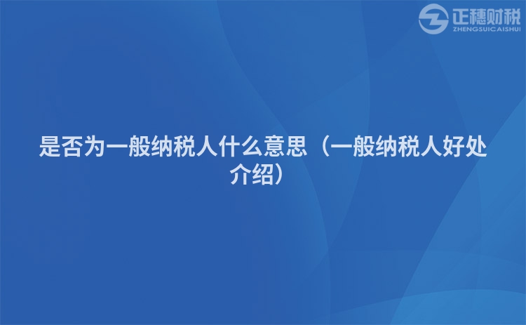 是否為一般納稅人什么意思(一般納稅人好處介紹)