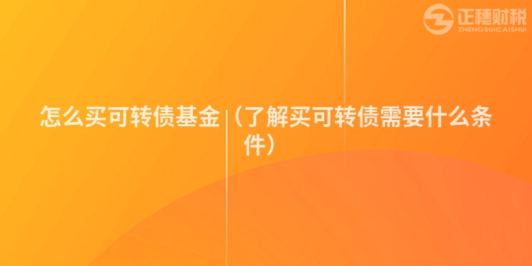 怎么買可轉(zhuǎn)債基金(了解買可轉(zhuǎn)債需要什么條件)